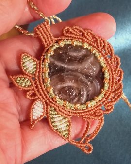 Collier macrame agate mousse