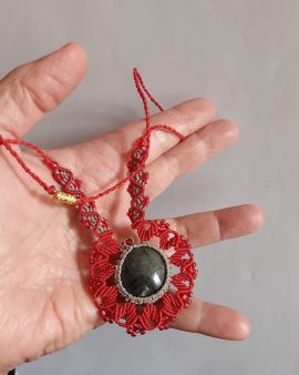 Collier boho rouge jaspe picasso