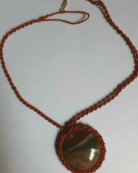 Collier macrame jaspe brun