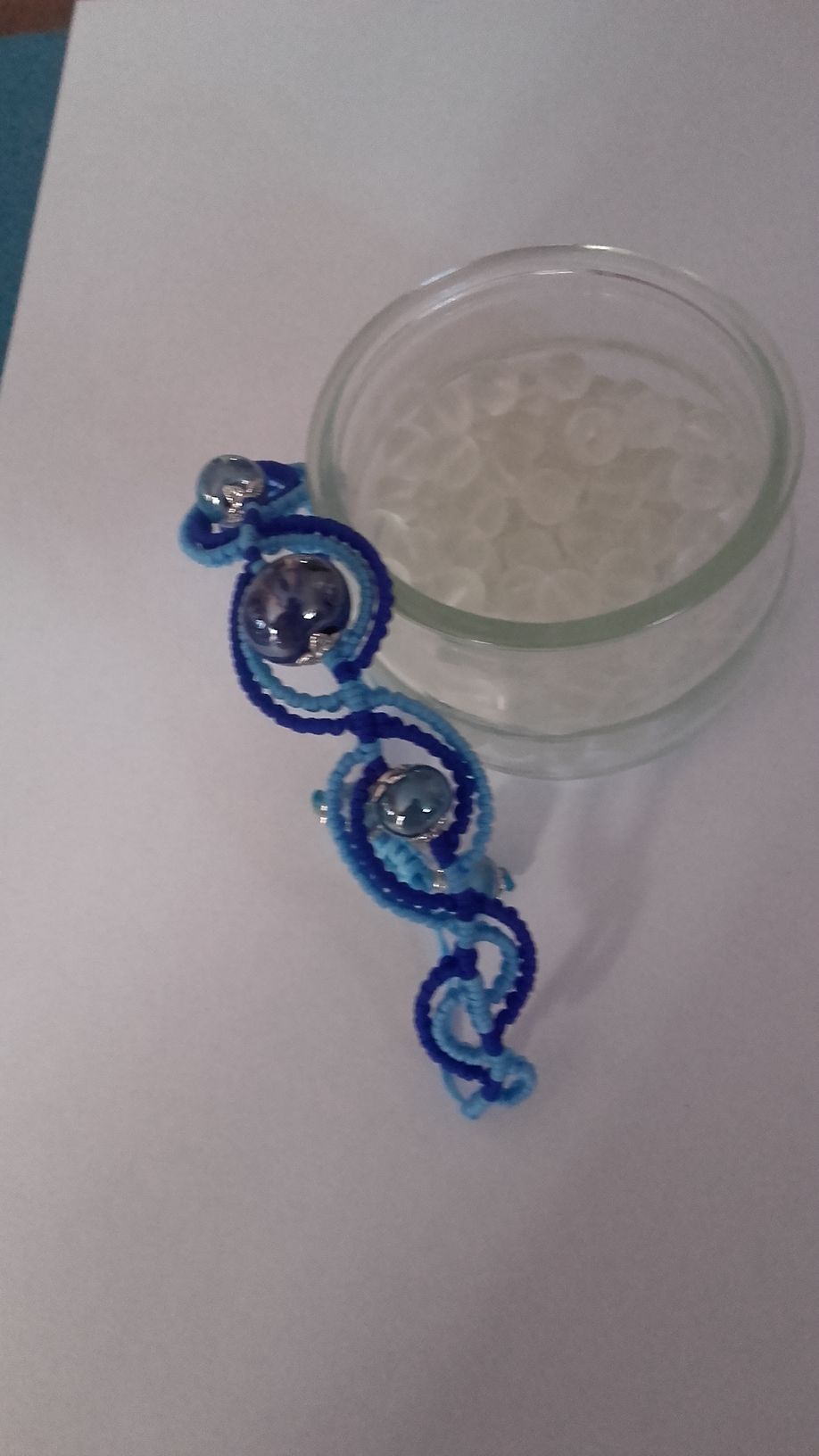 Bracelet Macramé Bleu Avec Connecteur Croix – Amitié & Style Breloques – Coton Ciré & Acier Inox