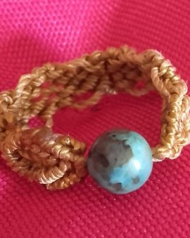 Bague macrame turquoise africaine naturelle