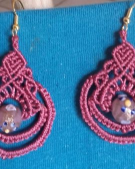 Boucles d&rsquo;oreilles fantaisie vieux rose