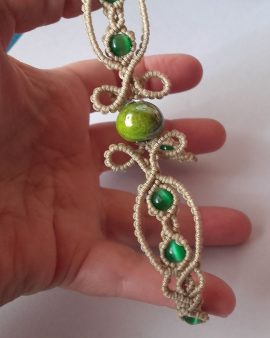 Bracelet infini perle en céramique verte