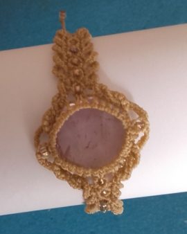 Bracelet beige améthyste et perles de rocaille
