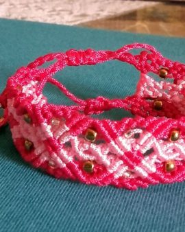 Bracelet fleur rose et fuschia