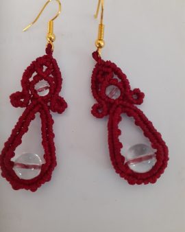 Boucles d&rsquo;oreilles gouttes rouges cristal de roche