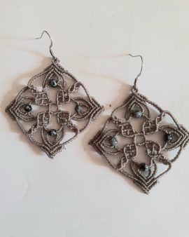 Boucles d&rsquo;oreilles losange obsidienne mouchetée
