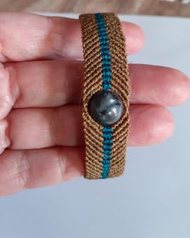 Bracelet unisexe vieil or et labradorite