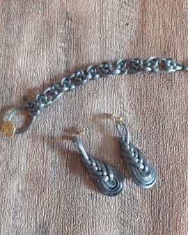Parure bracelet_Bo noeuds chinois gris