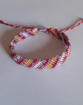 Bracelet amitié barres blanc mauve jaune rouge