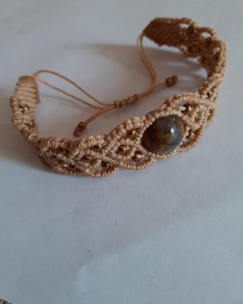 Bracelet oeil de tigre, perles dorées