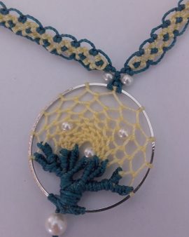 Collier arbre de vie vert et jaune